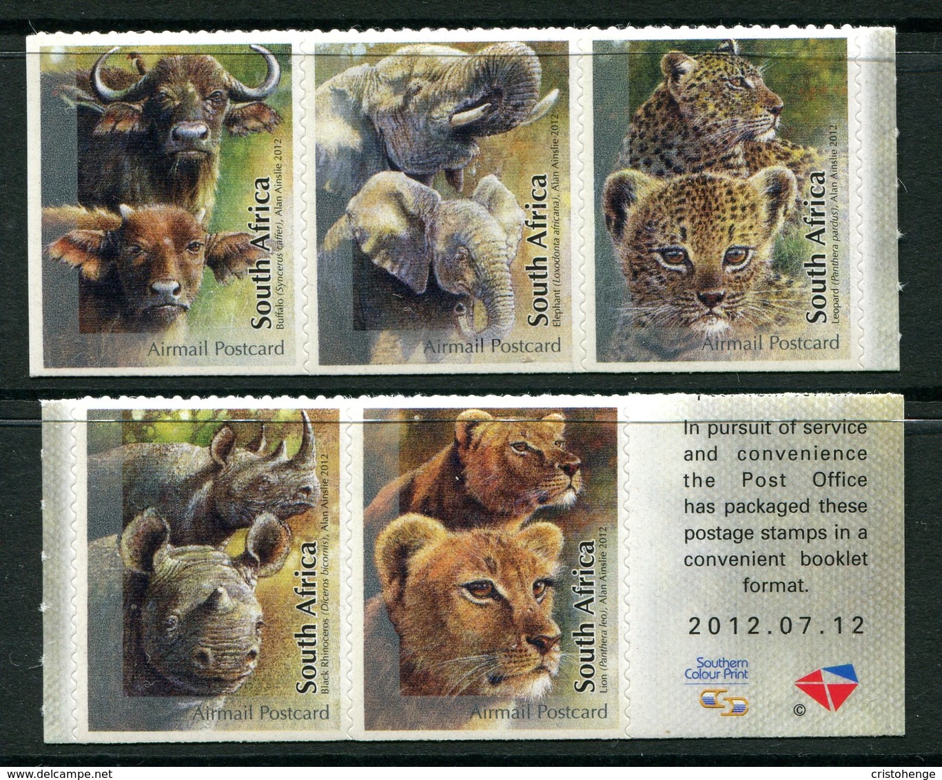 South Africa 2012 Wildlife - The Big Five - Self-adhesive Set MNH (SG 1970-1974) - Unused Stamps