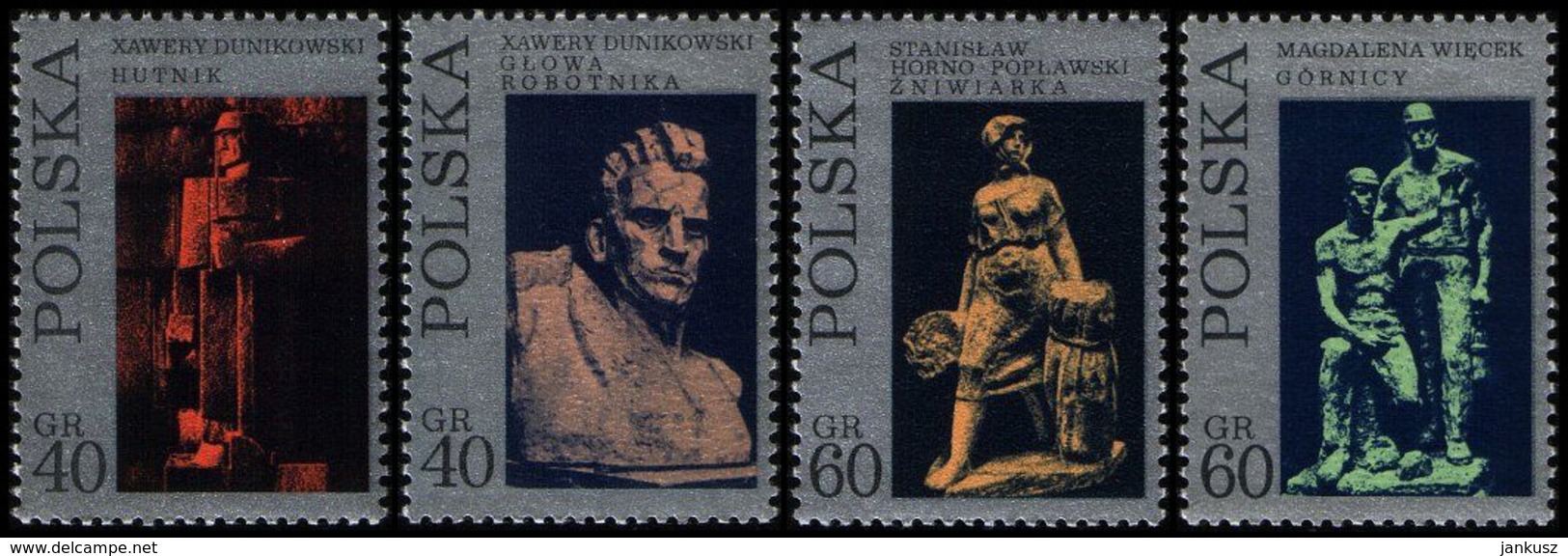 Poland 1971 Fi 1950-1953 Mi 2097-2100 Sculptures Of Working People - Unused Stamps