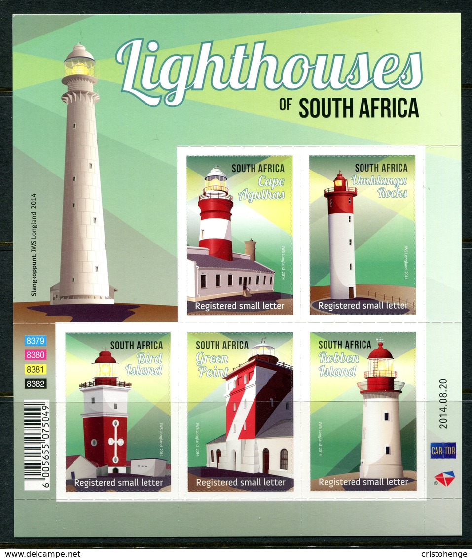 South Africa 2014 Lighthouses Of South Africa Sheetlet MNH (SG 2129-2133) - Unused Stamps