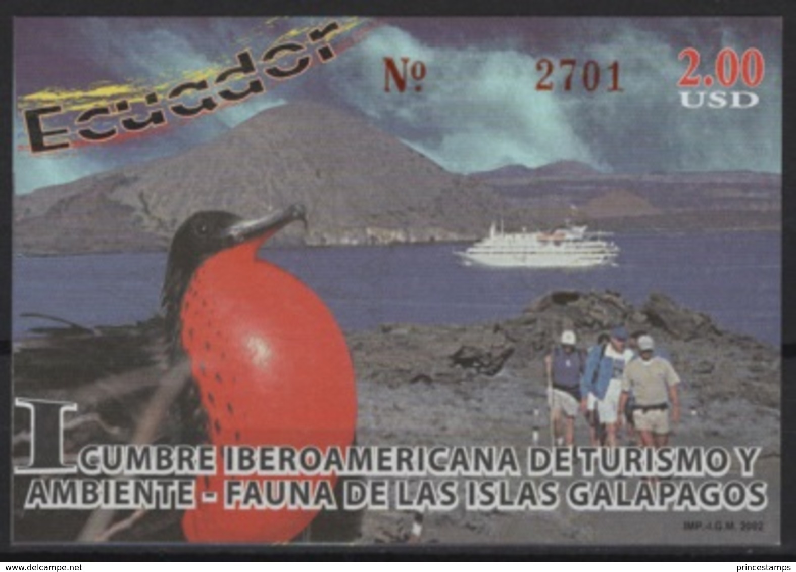 Ecuador (2002) Yv. Bf. 117  / Birds - Oiseaux - Vogel - Galapagos - Aquile & Rapaci Diurni