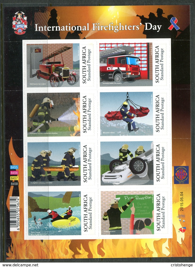 South Africa 2015 International Firefighters Day Sheetlet MNH (SG Unlisted) - Unused Stamps