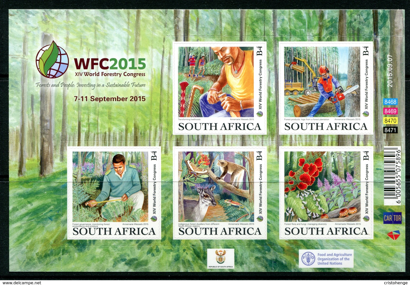 South Africa 2015 14th World Forestry Conference Sheetlet MNH (SG Unlisted) - Unused Stamps