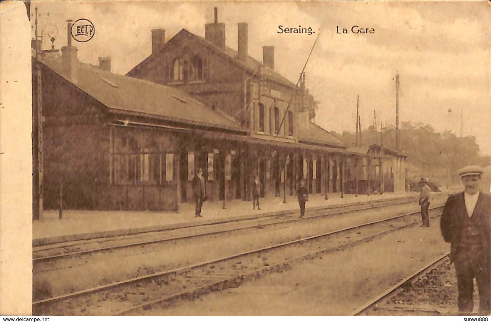 Seraing - La Gare (animée,peu Vue... Adhésif Au Dos) - Seraing