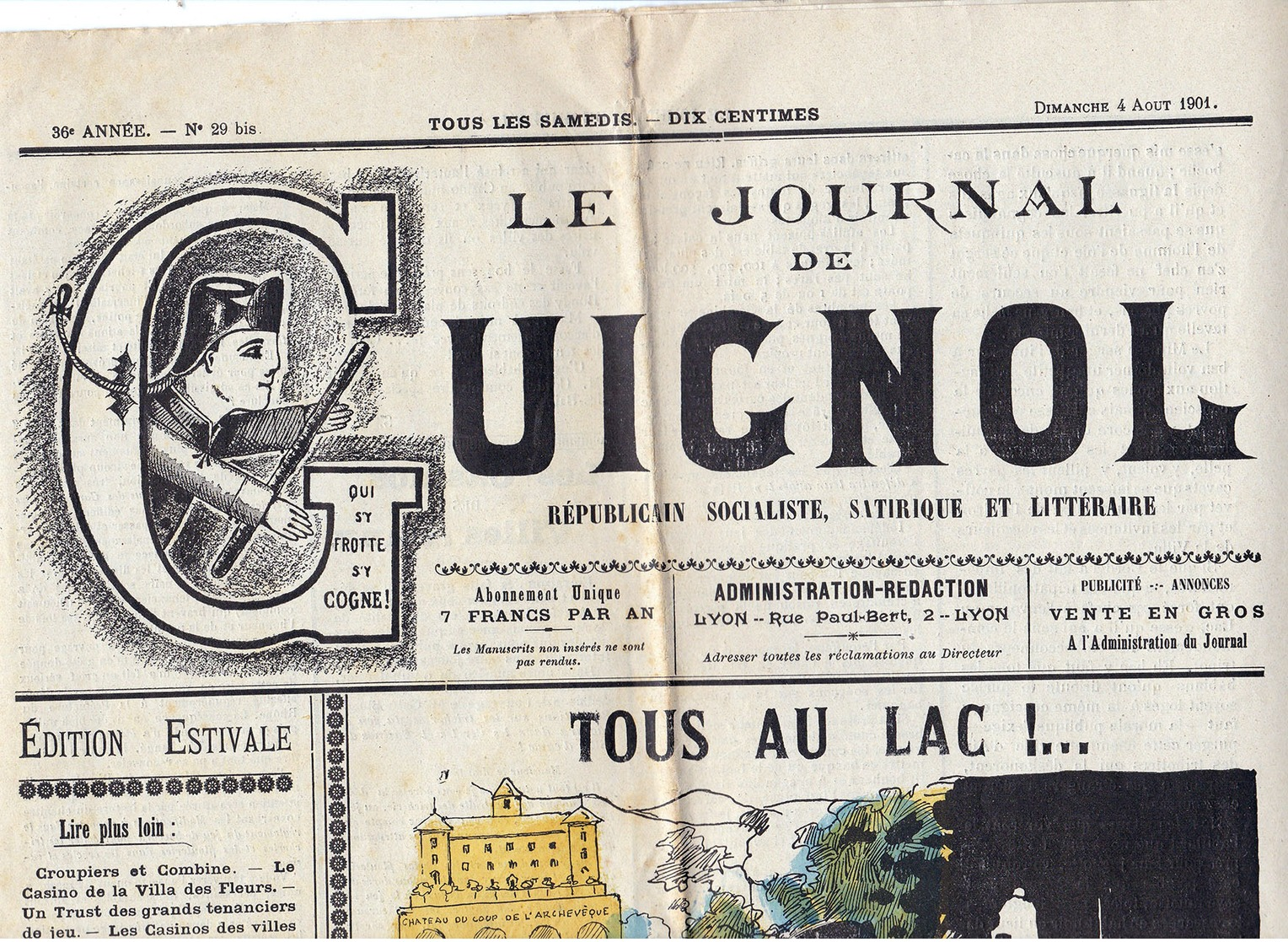 JOURNAL DE  GUIGNOL N° 29 Bis Du 4 Août 1901 REPUBLICAIN SOCIALISTE SATYRIQUE ET LITTERAIRE - Autres & Non Classés