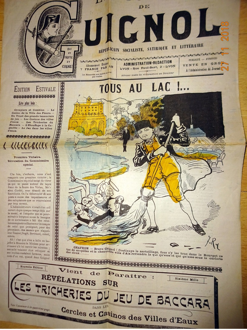 JOURNAL DE  GUIGNOL N° 29 Bis Du 4 Août 1901 REPUBLICAIN SOCIALISTE SATYRIQUE ET LITTERAIRE - Autres & Non Classés