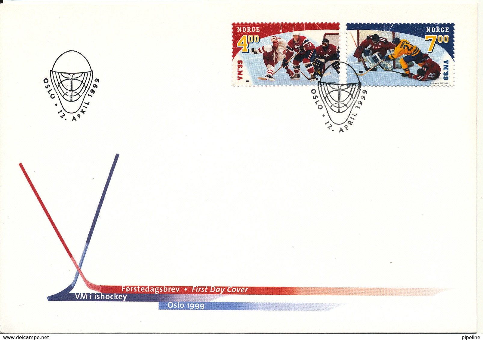 Norway FDC 12-4-1999 World Championship Icehockey In Oslo 1999 With Cachet - Hockey (Ice)