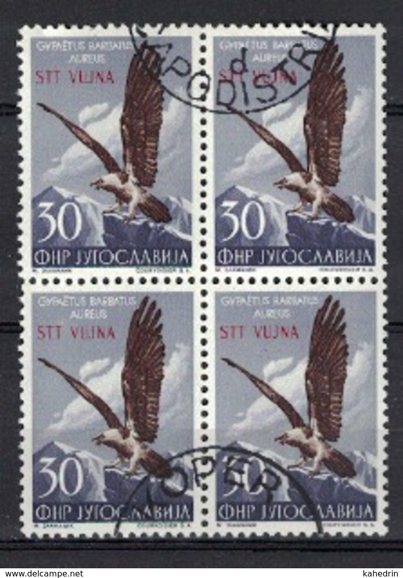 Italy Yugoslavia Trieste 1954 Zone B, Eagle Fauna Animal (o), Used, Block 0f 4 - Gebraucht