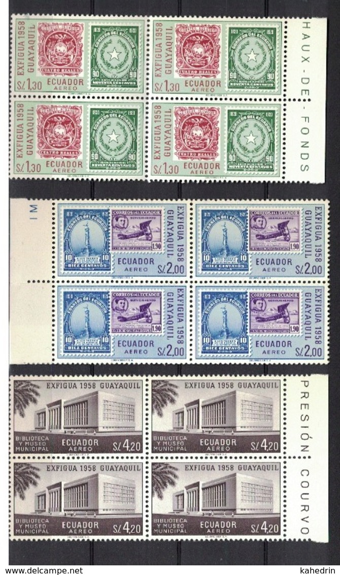 Ecuador 1958, Exfigua Guayaquil**, MNH-VF, Block Of 4 - Ecuador