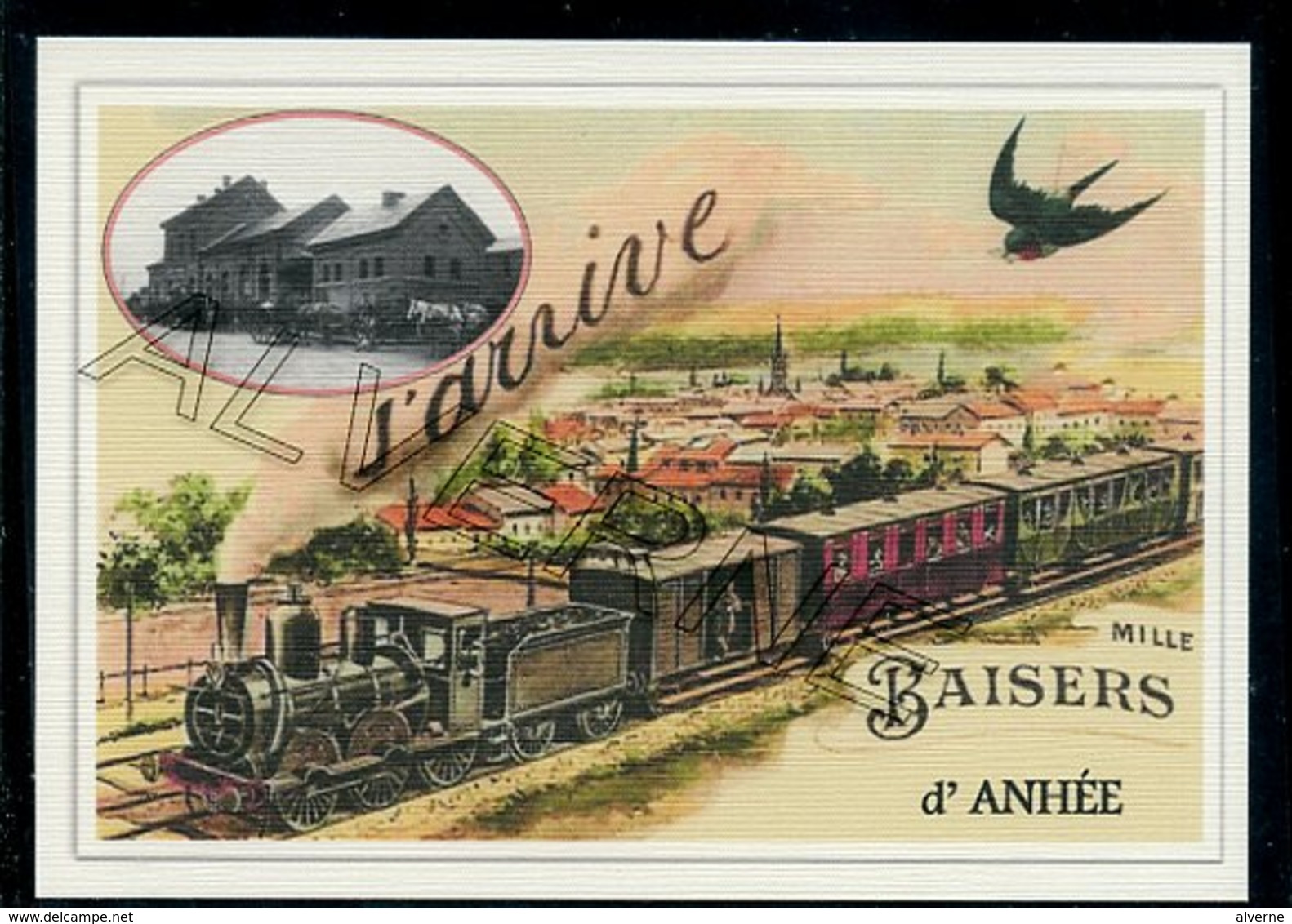 ANHEE...  2 Cartes Souvenirs Gare ... Train  Creations Modernes Série Limitée - Anhée