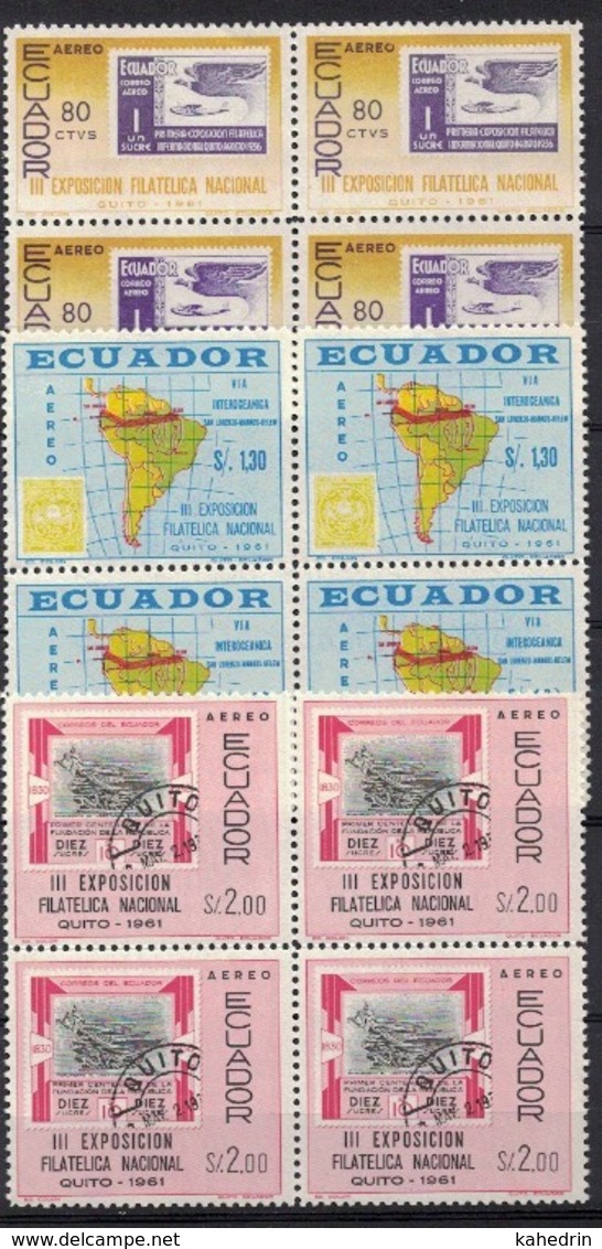 Ecuador 1961, Stamp On Stamp **, MNH-VF, Block 0f 4 - Ecuador
