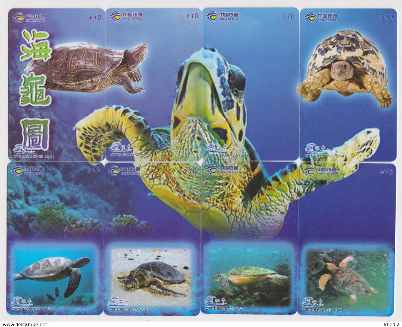 PUZZLE De 8 Télécartes NEUVES De Chine - Animal - TURTLE MINT Phonecards - SCHILDKRÖTE - 141 - Tortues