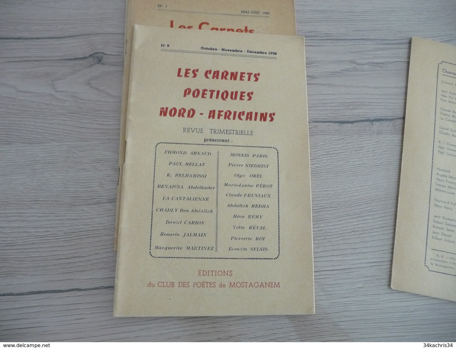 Les Carnets Poétiques Nord Africains N°6/7/8/9 1956 - Autres & Non Classés