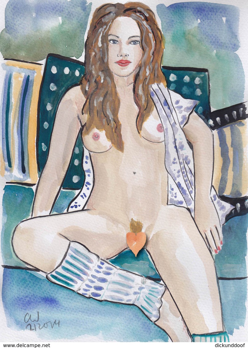 JEUNE FEMME NU, Akt, Nude  PEINTURE AQUARELLE  Signé - Aquarelles