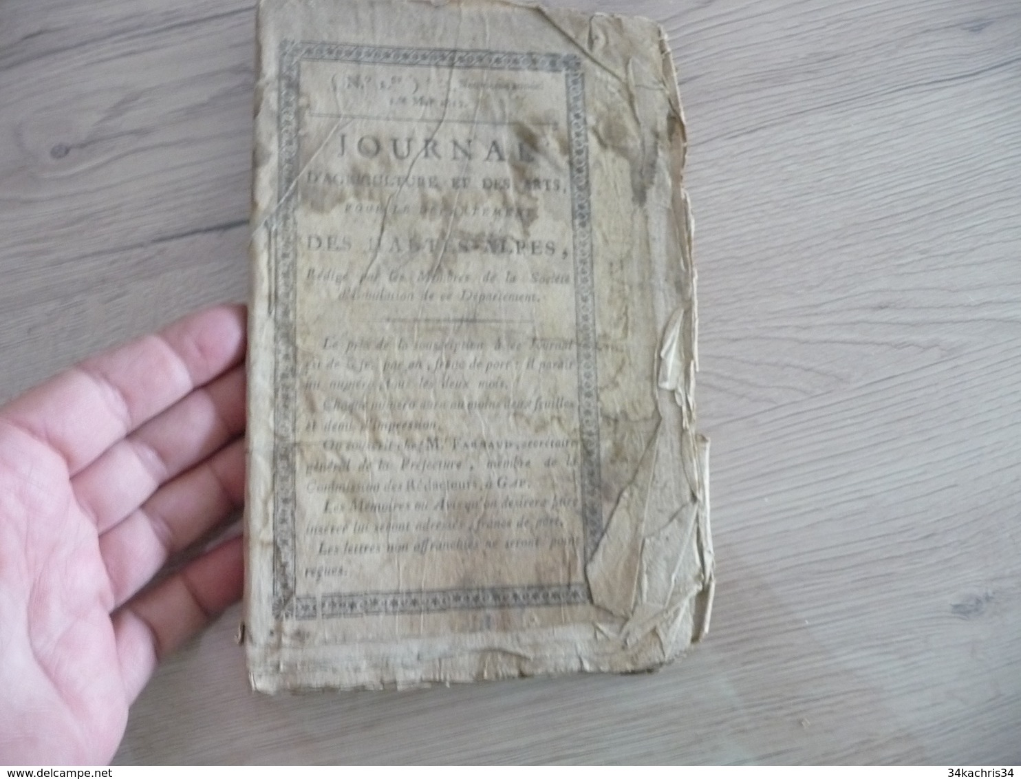 Journal D'Agriculture Et Des Arts Des Hautes Alpes N°1 1er Mars 1812 En L'état Voir Photos - 1800 - 1849