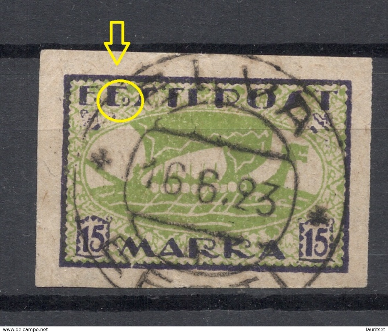 ESTLAND Estonia 1920 Michel 23 B + ERROR Abart Damaged "E" In Eesti + Nice ELVA Cancel - Estonie