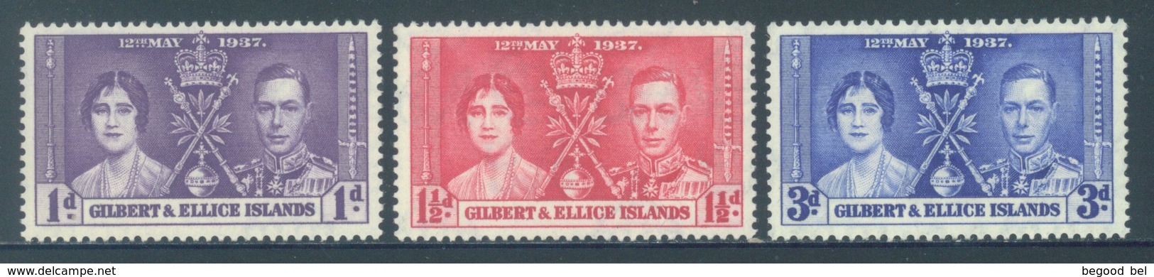 GILBERT ELLICE -  MNH/** - 1937 - CORONATION - Yv 35-37 -  Lot 18264 - Îles Gilbert Et Ellice (...-1979)