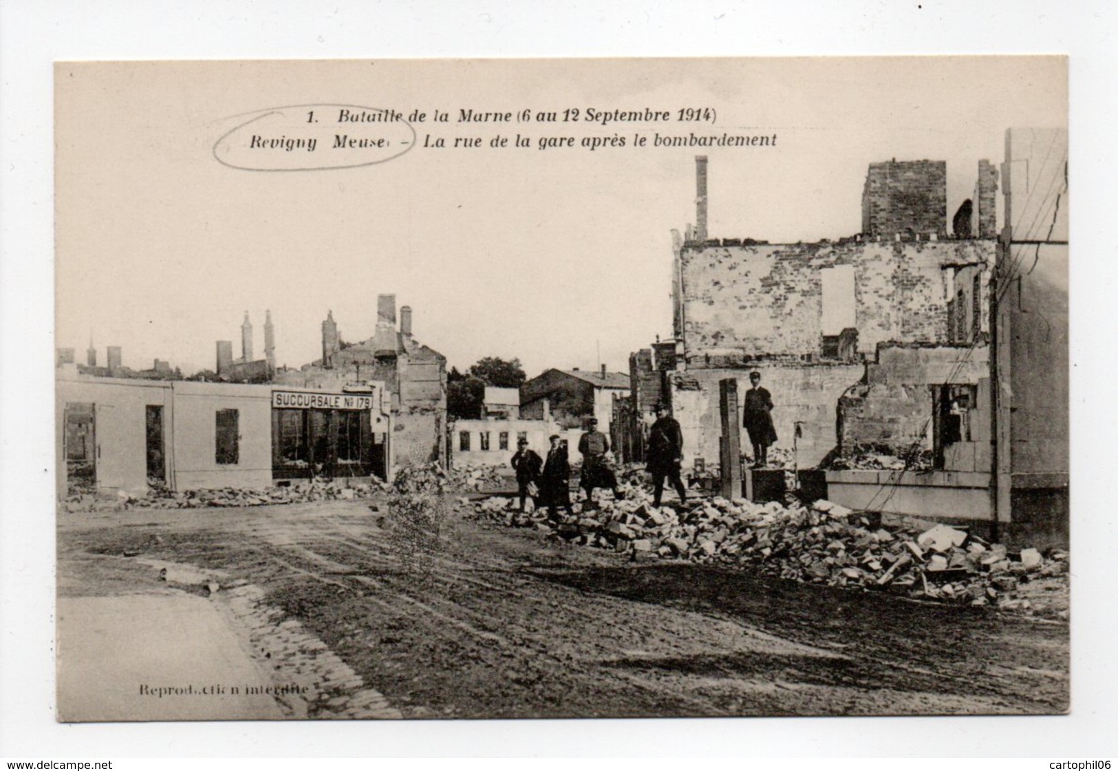 - CPA REVIGNY (55) - La Rue De La Gare Après Le Bombardement 1914 - - Revigny Sur Ornain