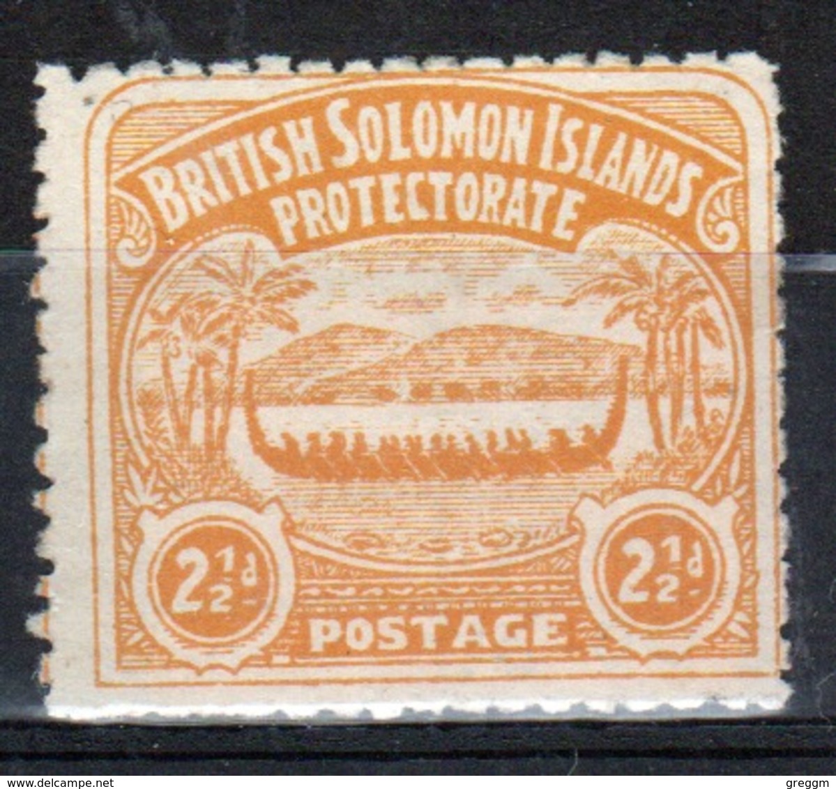 British Solomon Islands Edward VII 1907 Single 2½d Orange Yellow Definitive Stamp. - British Solomon Islands (...-1978)