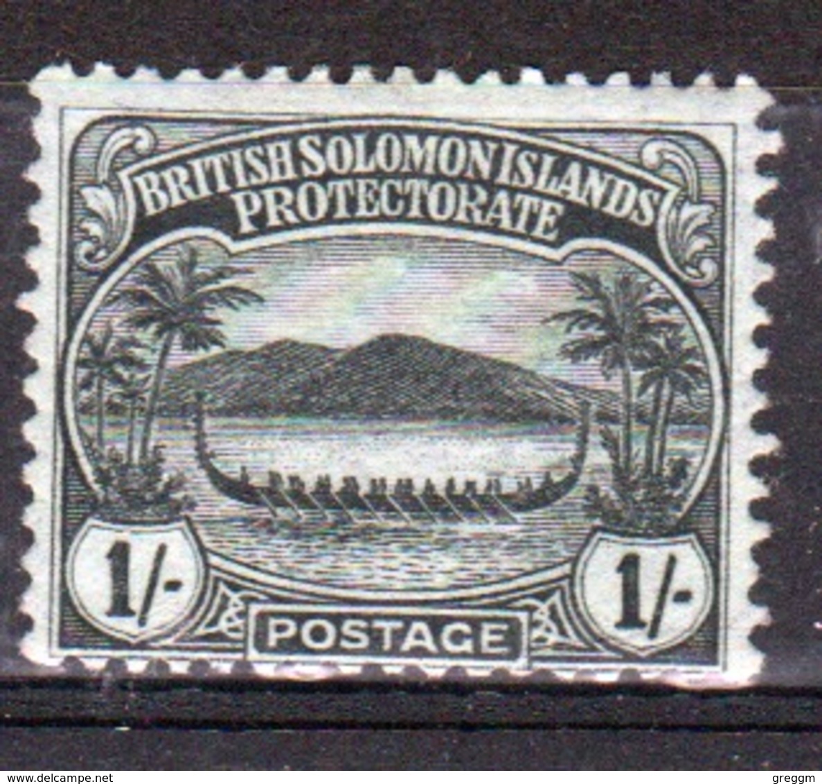 British Solomon Islands Edward VII 1908 Single One Shilling Black/green Definitive Stamp. - British Solomon Islands (...-1978)