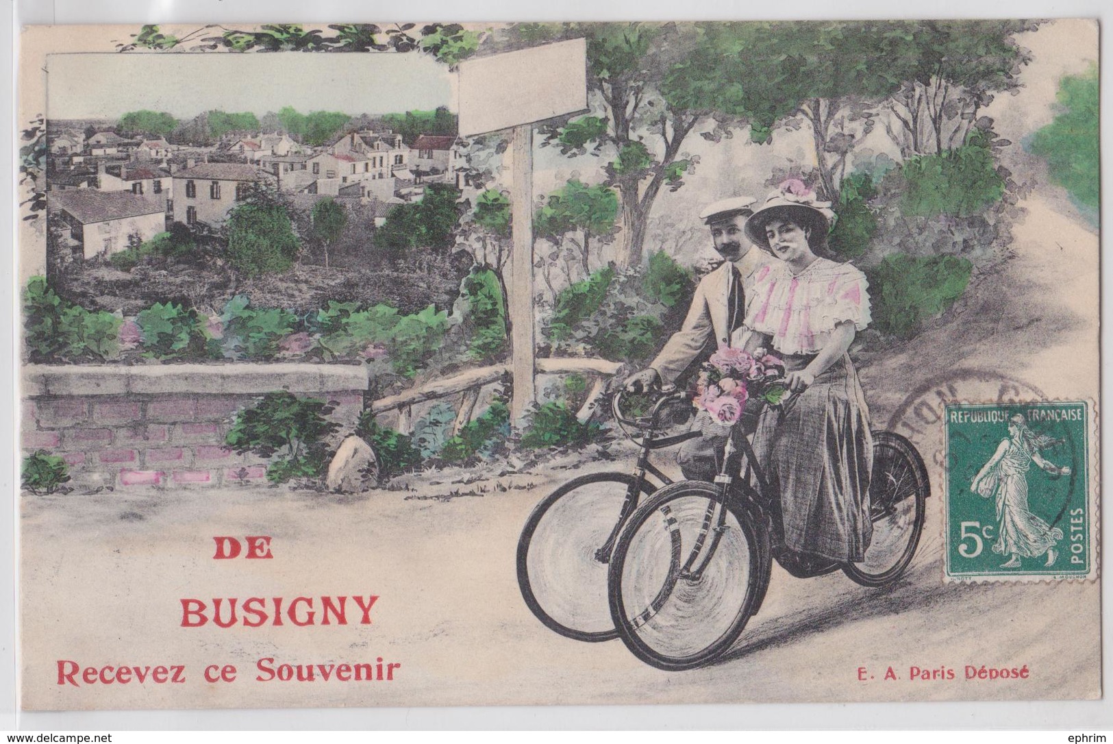 De BUSIGNY Recevez Ce Souvenir - Fantaisie Bicyclette - Sonstige & Ohne Zuordnung