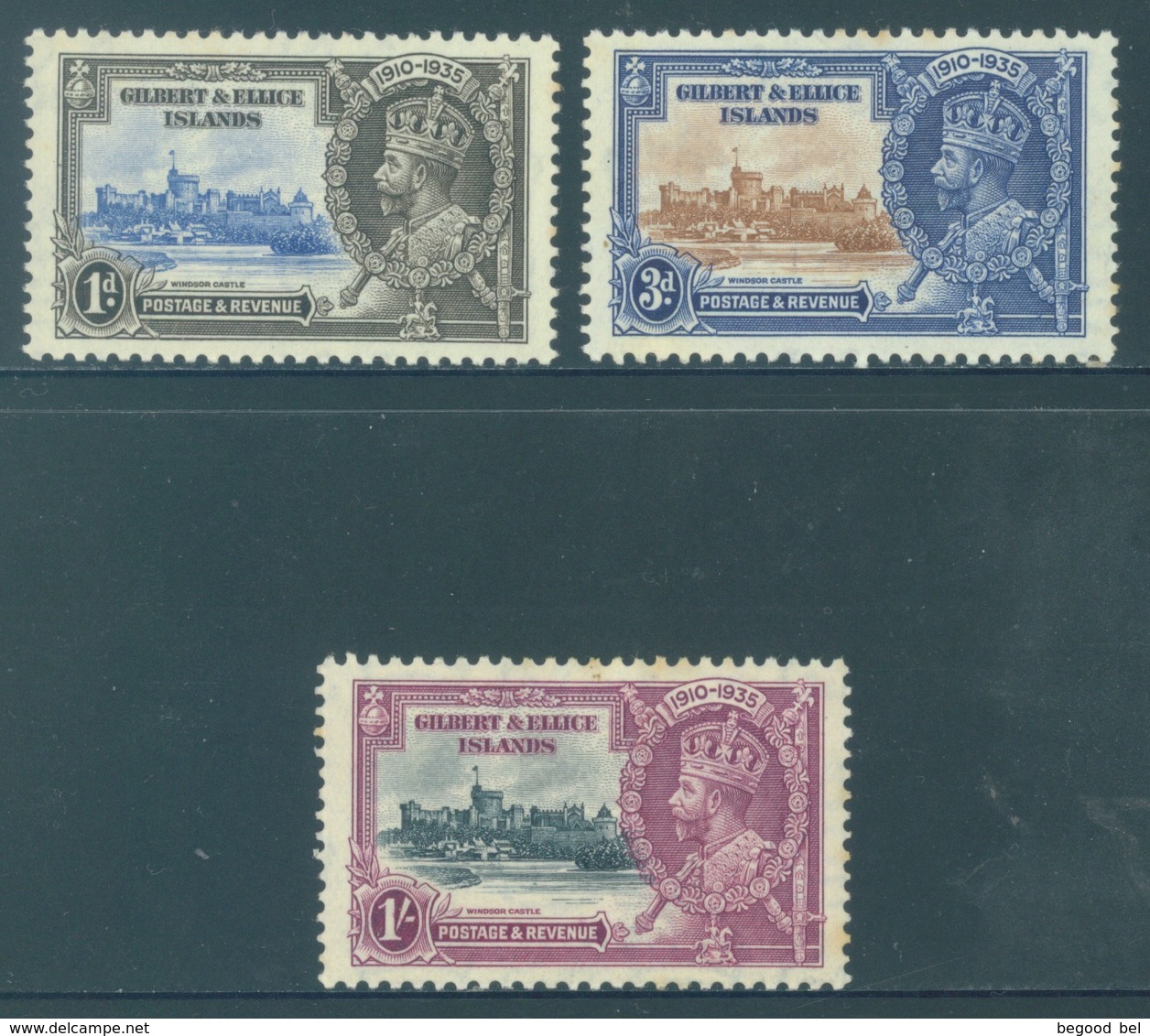 GILBERT ELLICE -  MNH/** - 1935 - GEORGE V JUBILEE - Yv 31 33-34 -  Lot 18266 - SMALL BROWN TRACE !!! - Îles Gilbert Et Ellice (...-1979)