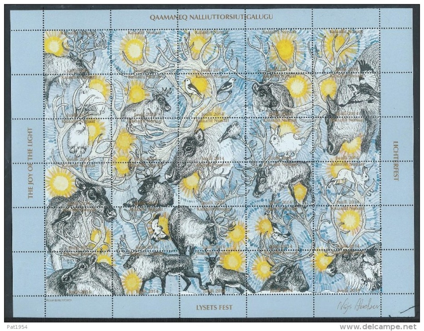 Feuille De Vignettes De Noël Du Groënland 2014 Neuve Avec Des Rennes - Autres & Non Classés