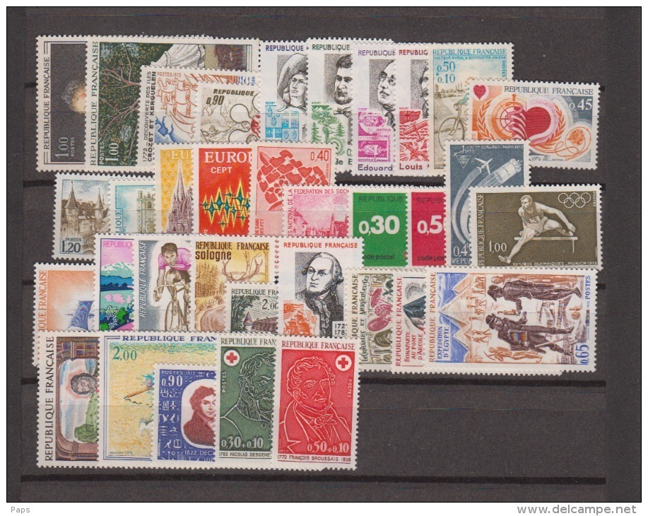 1972-FRANCE-ANNEE COMPLETE 1972**.35 TIMBRES - 1970-1979