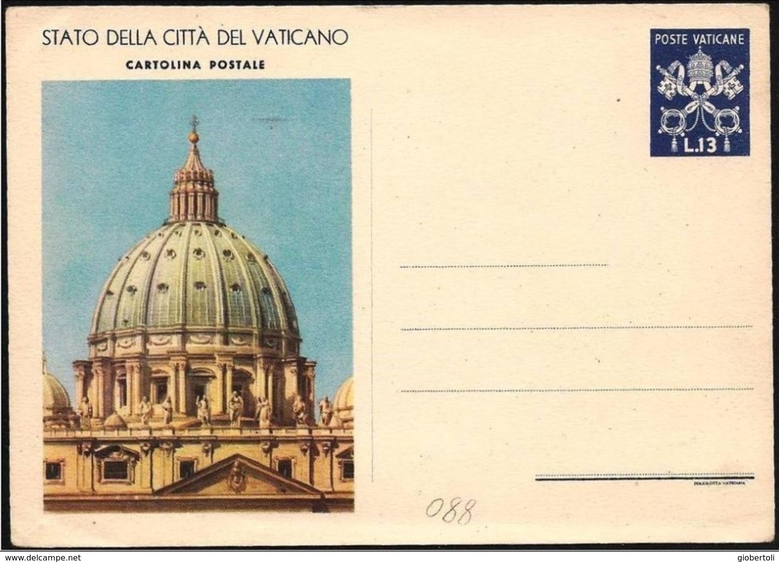 Vaticano: Intero, Stationery, Entier, Basilica Di S. Pietro, Basilique De Saint-Peter, Basilica Of St. Peter - Chiese E Cattedrali