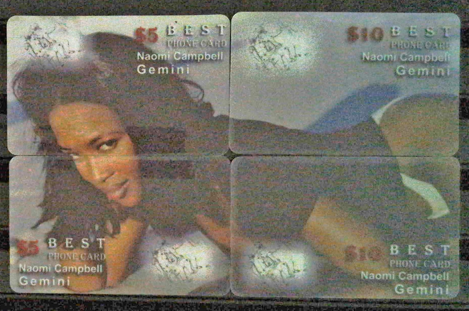 NAOMI CAMPBELL  AND ZODIAC GEMINI -  Puzzel From 4 Cards - Zodiac