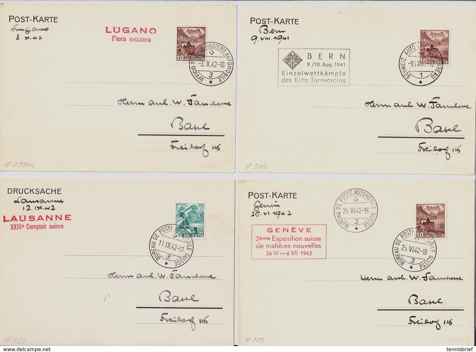 1939-42, Automobilpost-Stp. 8 Karten  , #a1506 - Storia Postale