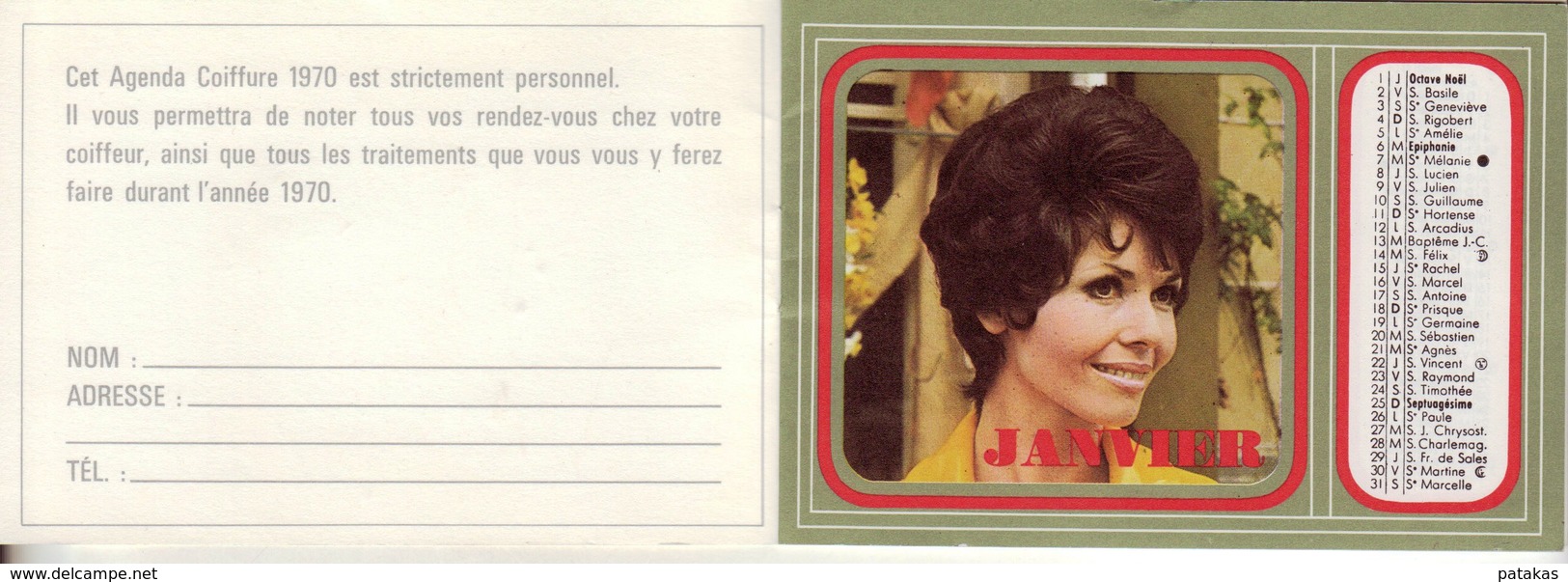 Calendrier 1970 Publicitaire Salon De Coiffure DUPRAZ Paris - Petit Format : 1961-70