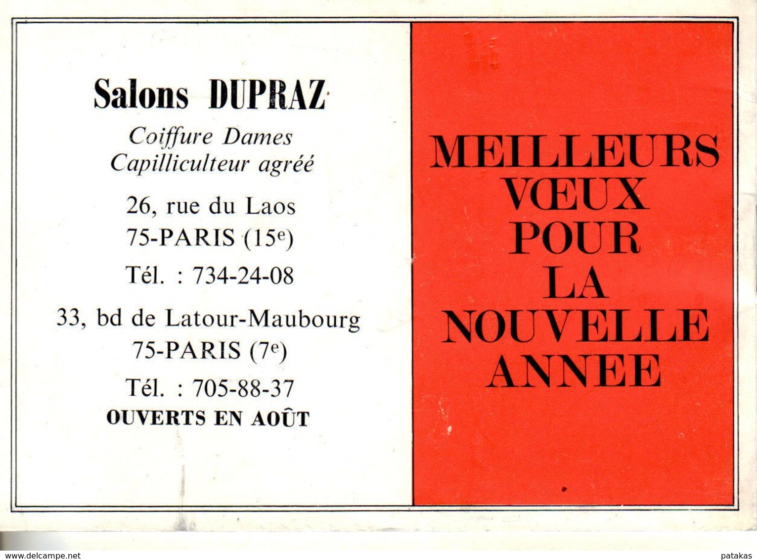 Calendrier 1970 Publicitaire Salon De Coiffure DUPRAZ Paris - Petit Format : 1961-70