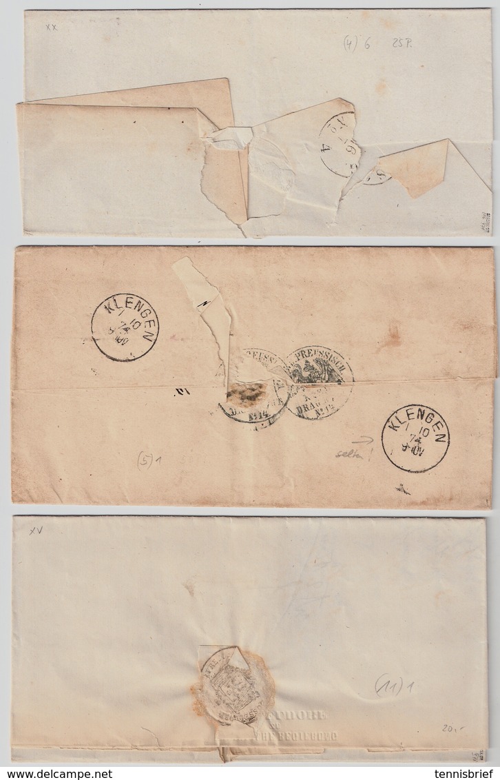 (1866 - 1874) 3 Dienstbriefe , Klare Hufeisen-Stp.  , #a1509 - Briefe U. Dokumente