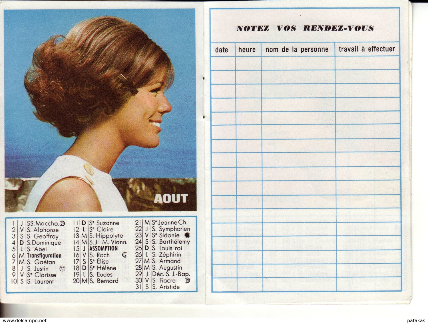 Calendrier 1968 Publicitaire Salon De Coiffure DUPRAZ Paris - Petit Format : 1961-70