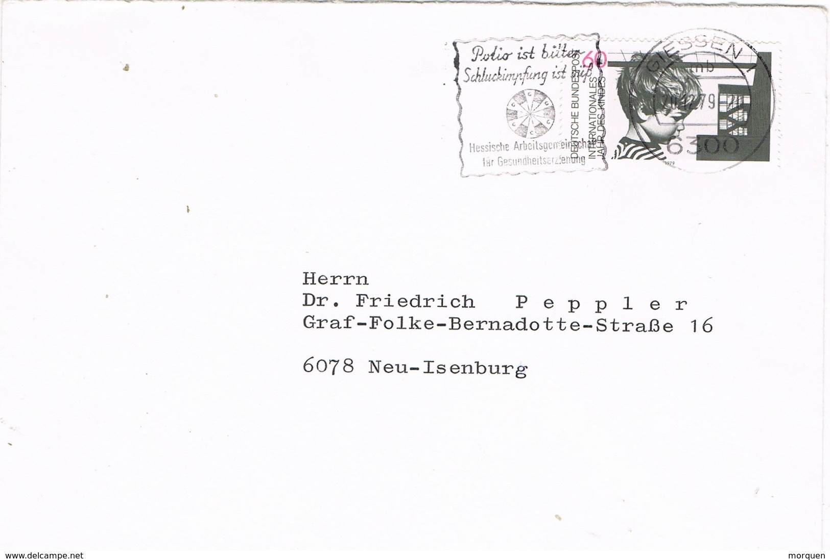 30237. Carta GIESSEN (Alemania Federal) 1979. Lucha POLIO. Enfermedad. Medicina - Covers & Documents