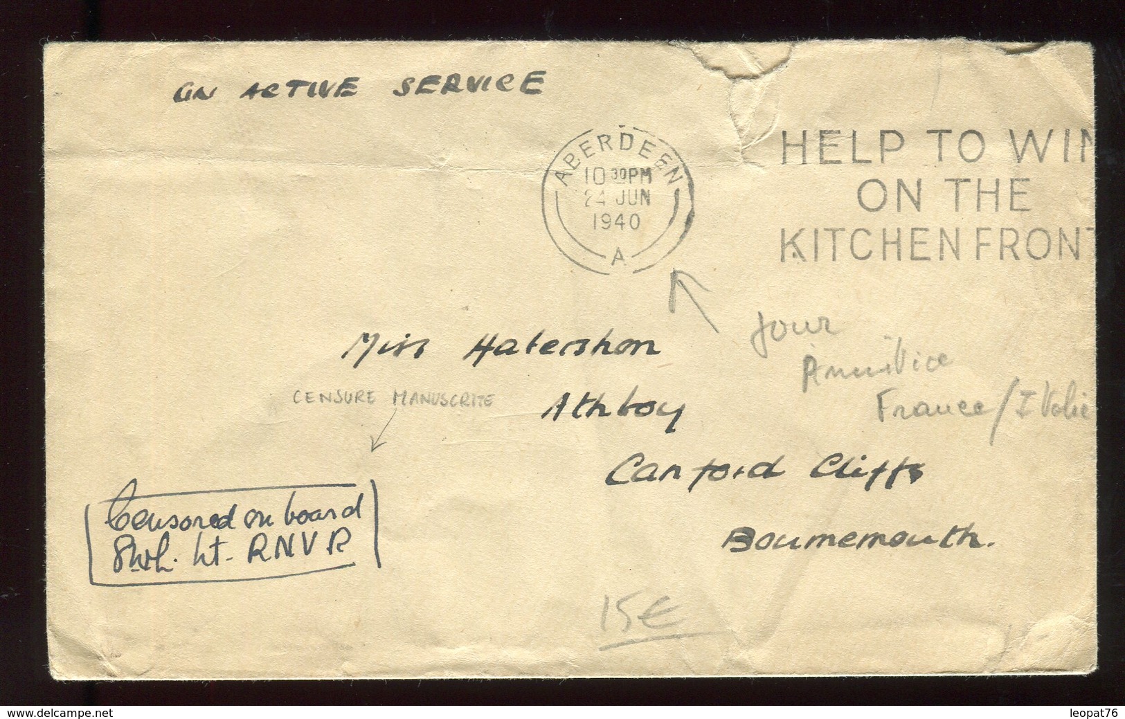 Royaume Uni - Enveloppe En FM De Aberdeen Le 24 Juin 1940 , Censure Manuscrite - N312 - Storia Postale