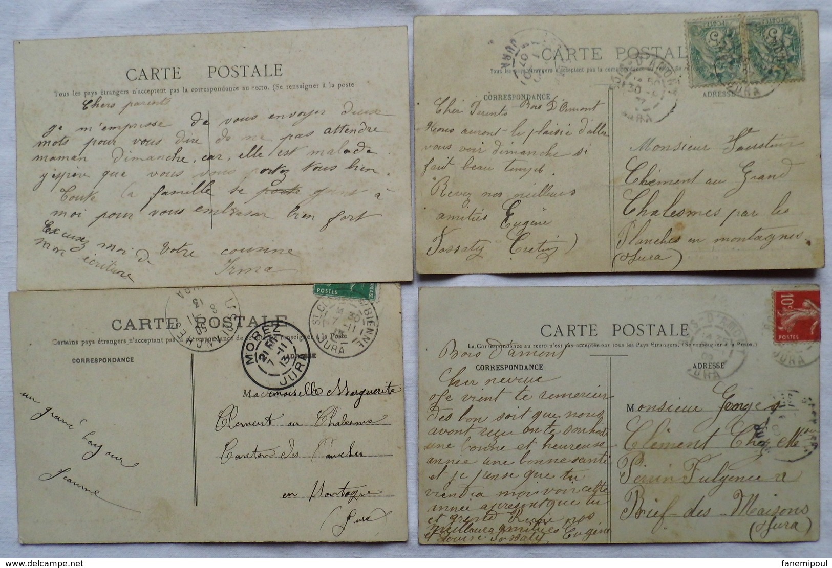 LOT DE QUATRE CARTES POSTALES: Bois D'Amont-Chaux Des Crotenay-Lajoux - Autres & Non Classés