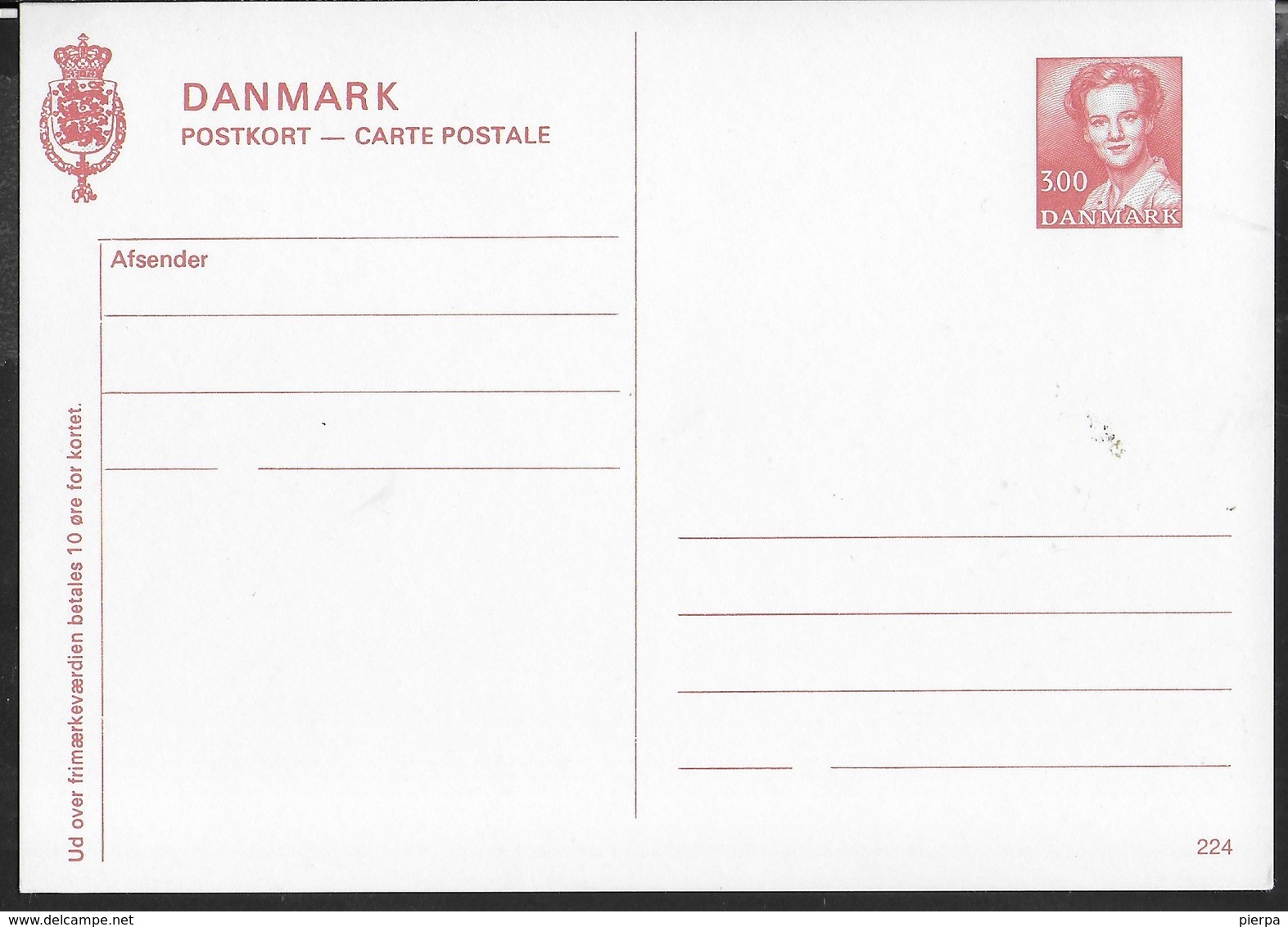 DANMARK - INTERO POSTALE (MICHEL P281) - ORDINARIA NUOVA - Interi Postali