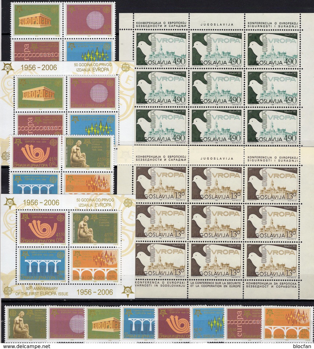 Madrid EUROPA 1980 JUGOSLAVIJA 1857/8KB,3257/4,VB+Blocks 59/0B ** 93€ KSZE Sheets Ss Blocs Sheetlets Bf Topics CEPT - Collections, Lots & Series