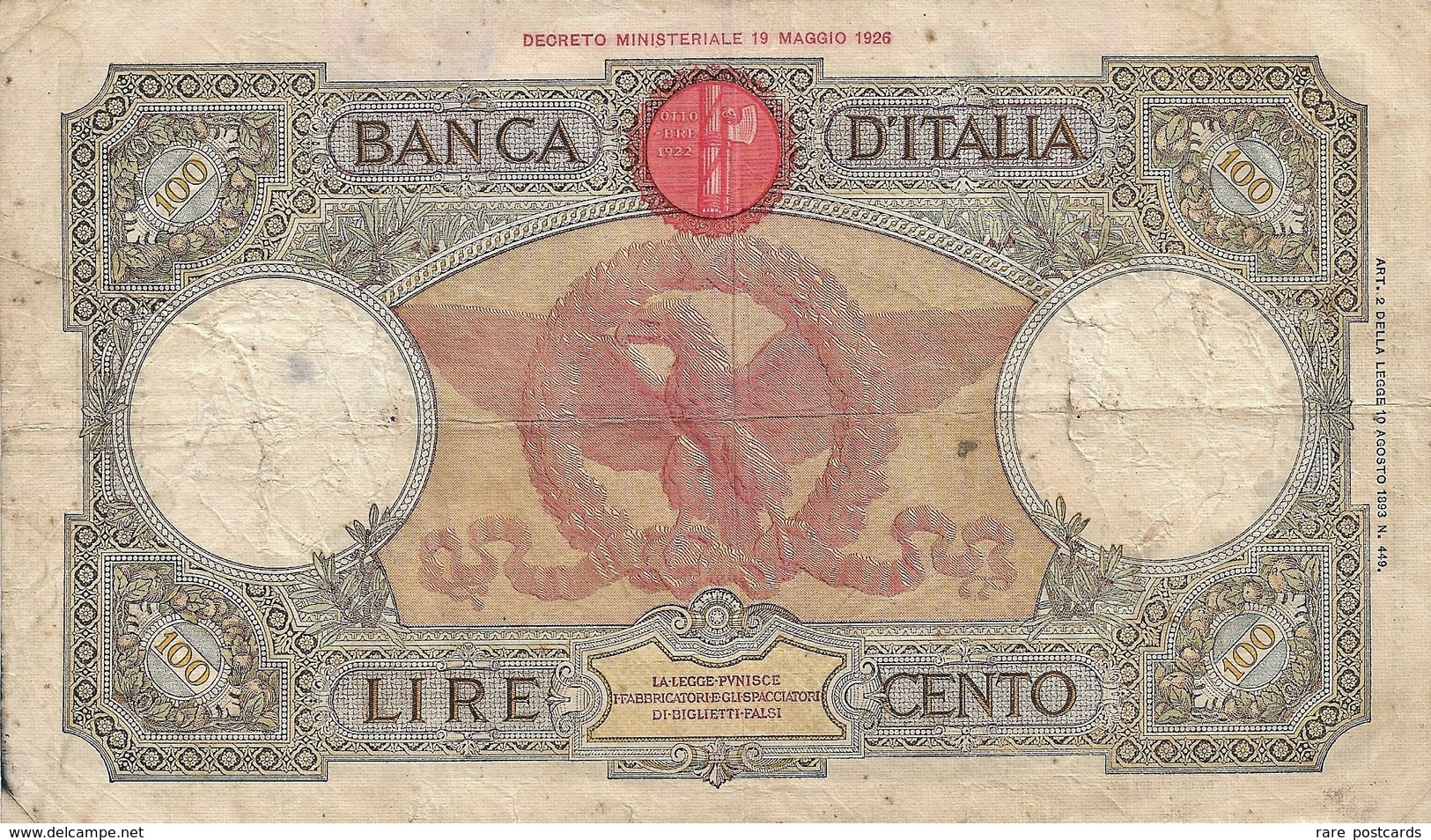 Italy 100 Lire 1939. VG - 100 Lire