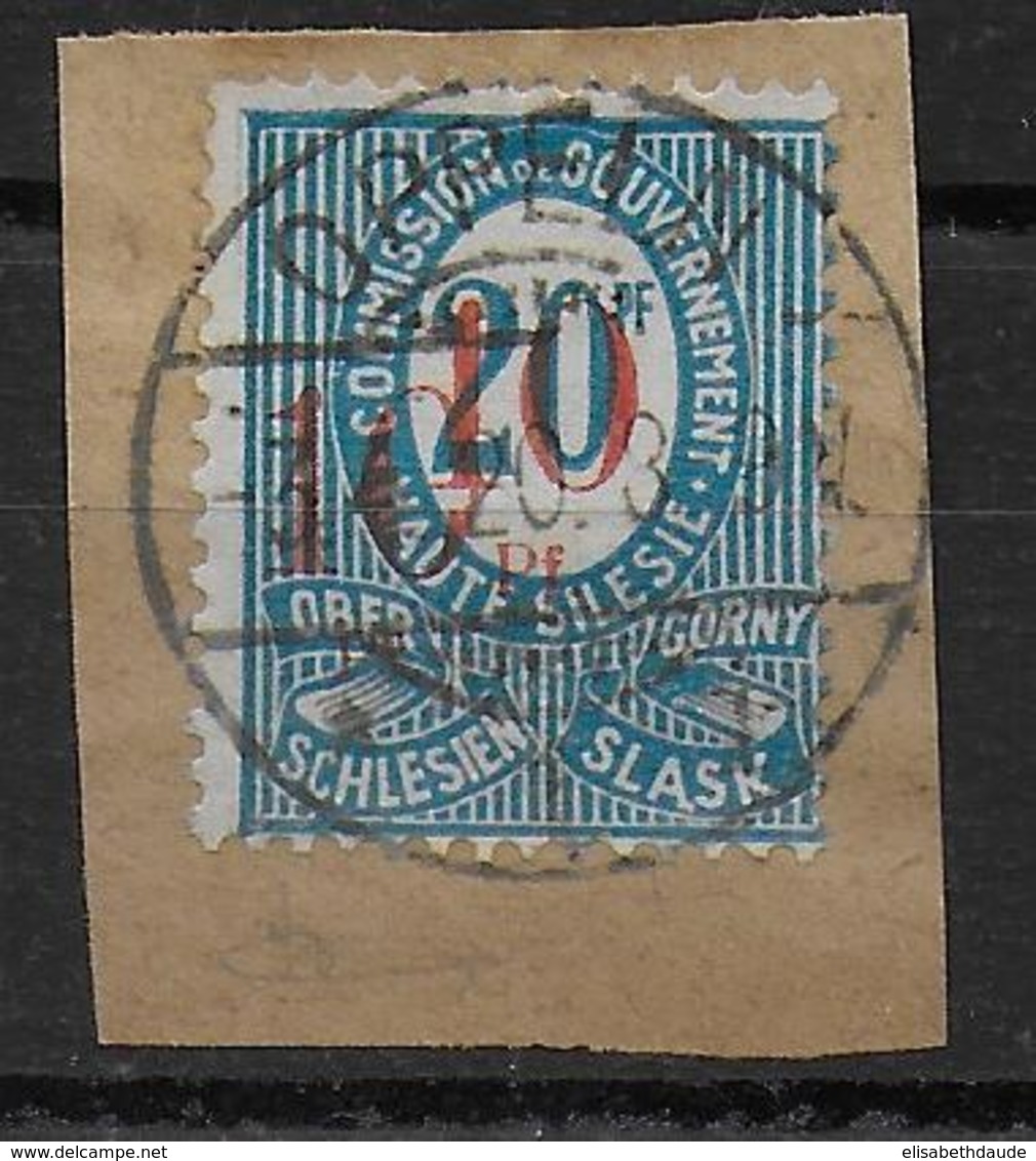 OBERSCHLESIEN - 1920 - MICHEL Nr. 11 VARIETE SURCHARGE DOUBLE -  OBLITERE SUR FRAGMENT OPPELN - Silesia