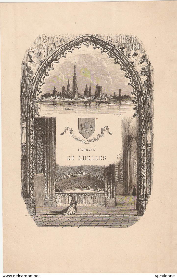 GRAVURE L'ABBAYE DE CHELLES - Chelles