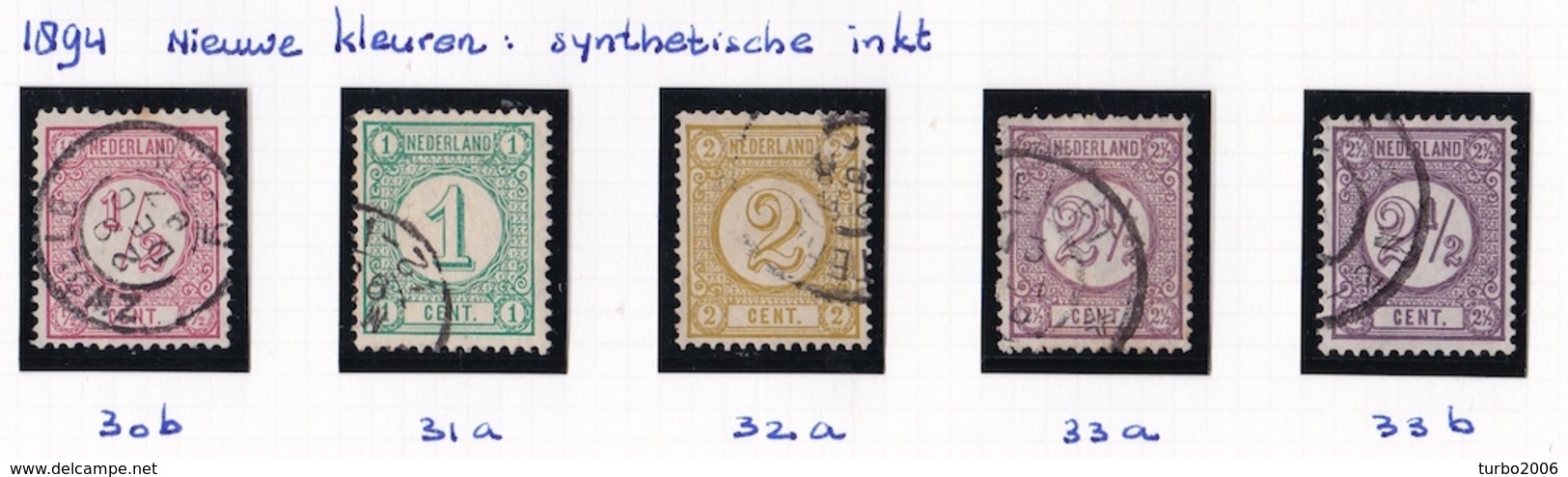 1894 Cijfertype Synthetische Inkt Complete Gestempelde Serie NVPH 30 B / 33 B - Gebruikt