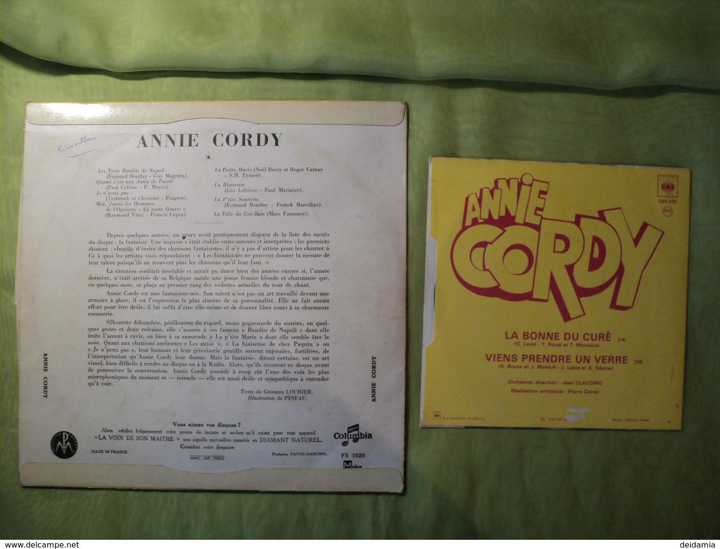 ANNIE CORDY. LOT D UN 33 TOURS ET D UN 45 TOURS. 1953 / 1974 LA BONNE DU CURE / VIENS PRENDRE UN VERRE A LA MAISON / LE - Andere - Franstalig