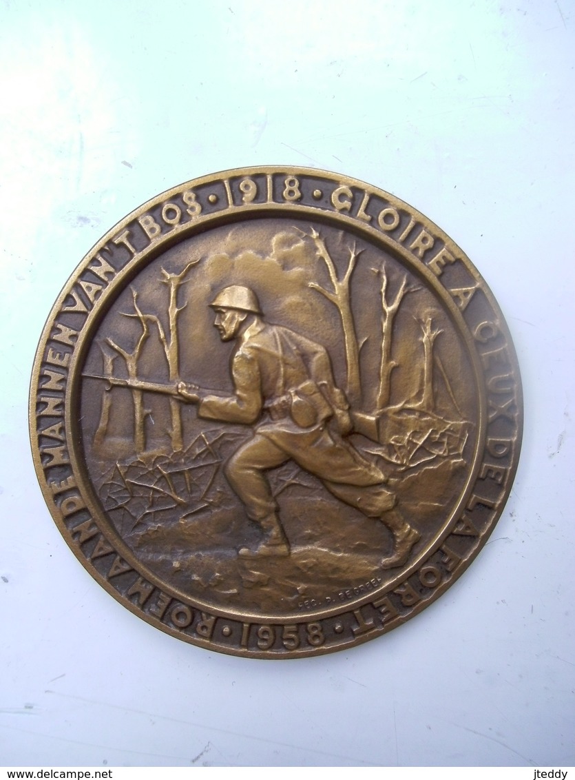 Bronzen Plaket Roem Aan De Mannen 't Bos 1918 - 1914-18