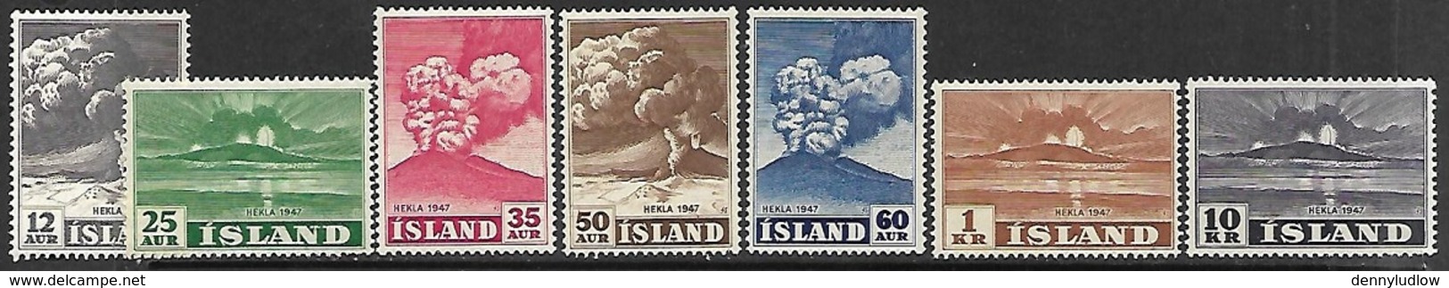 Iceland  1948   Sc#246-52  Volcano Set   MLH   2016 Scott Value $47.50 - Neufs
