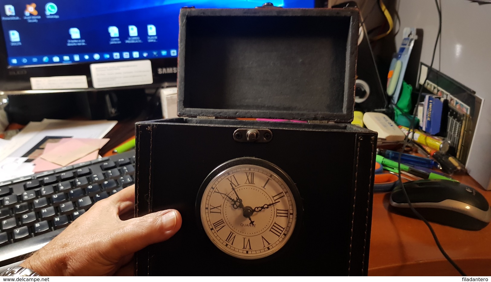 Caja Decorativa Con Reloj   Interior Forrado Lujosamente - Otros & Sin Clasificación