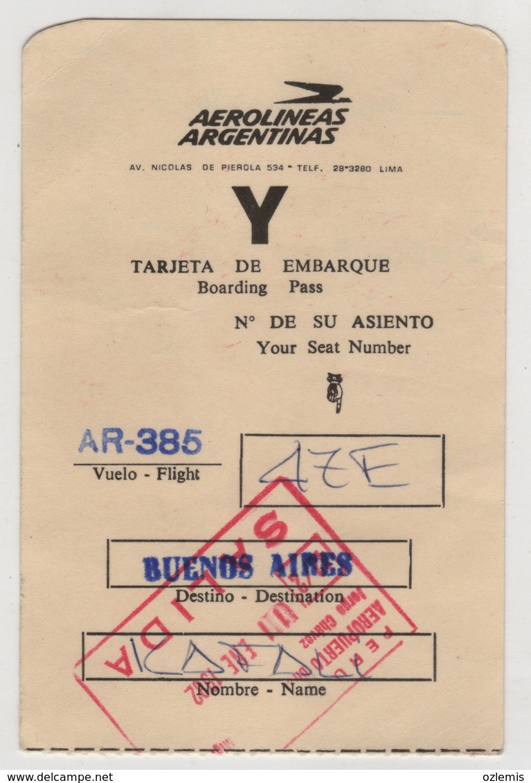 ECUATORIANA AIRLINES BOARDING PASS - Tickets