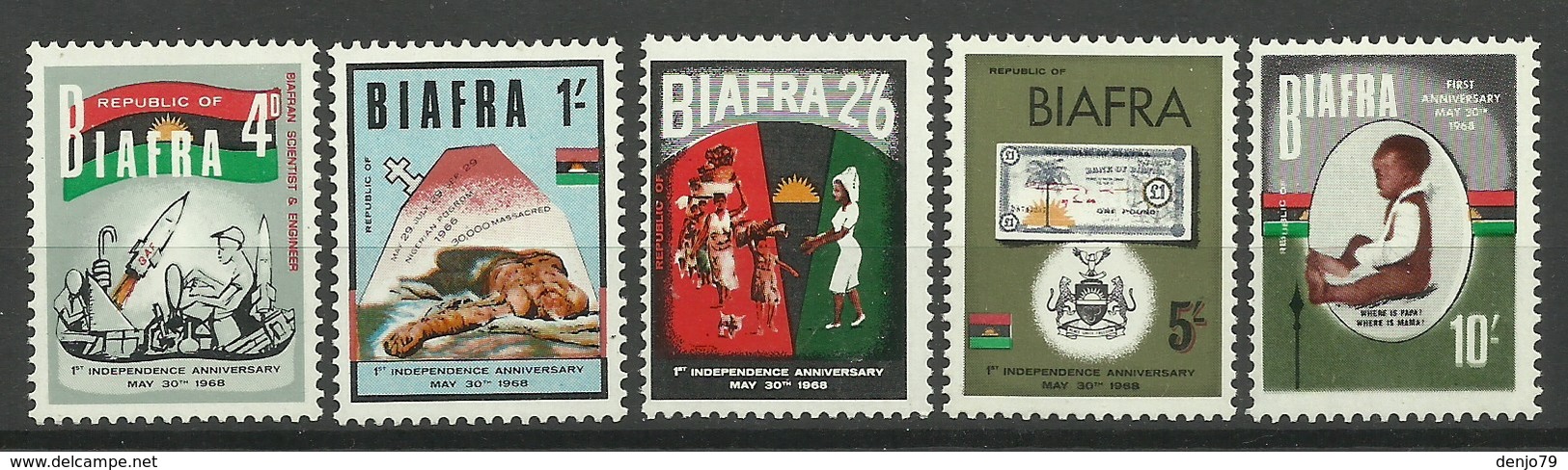 BIAFRA 1968 1st ANNIVERSARY OF INDEPENDENCE SET MNH - Africa (Varia)