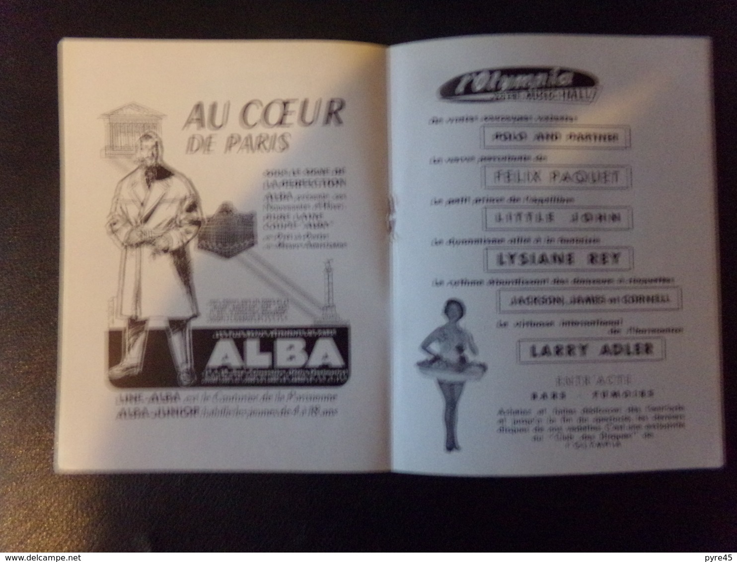 Programme Olympia à Paris 1955 - Programmes